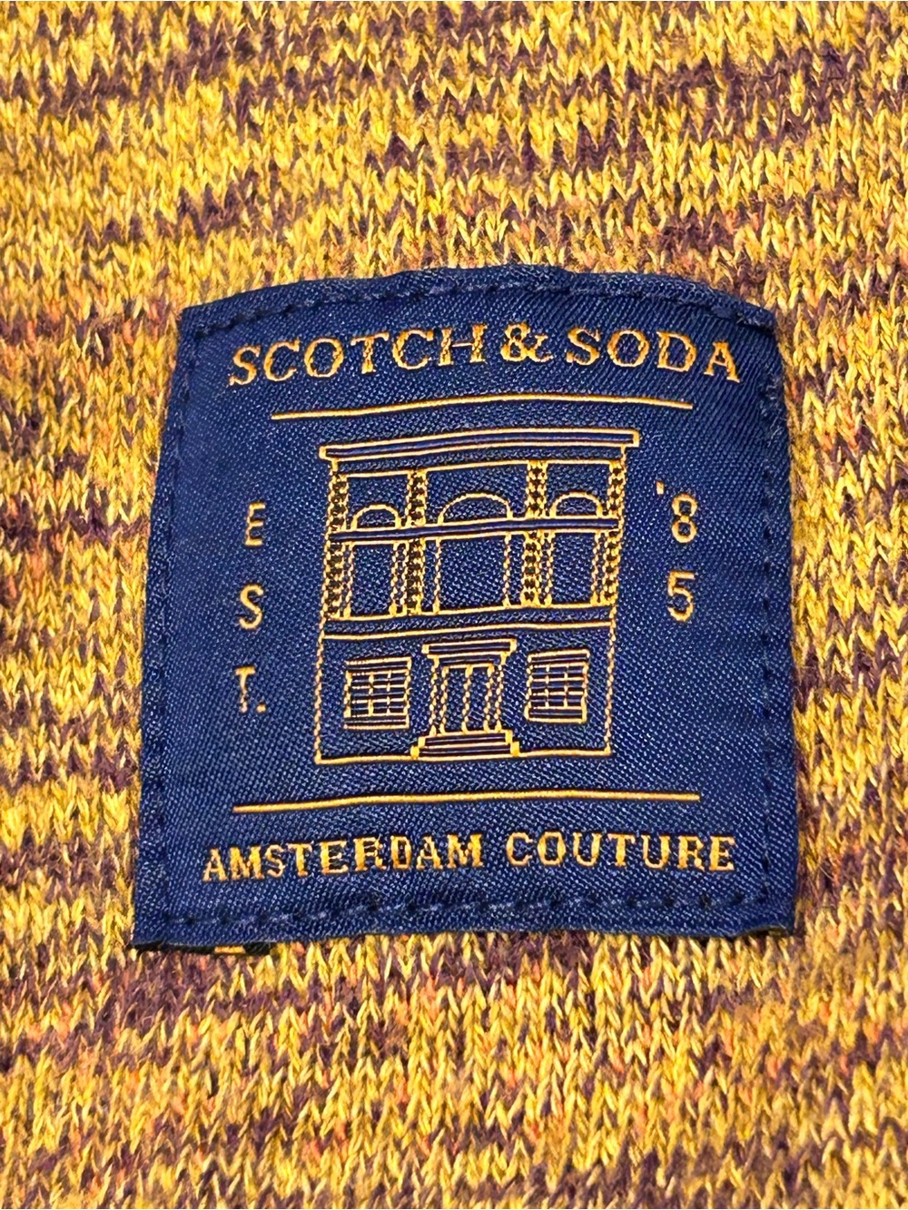 Scotch & Soda Men's Marled Mustard Crewneck Sweater Mélange Texture Men’s M - Picture 2 of 9